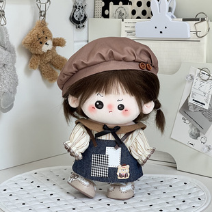 20cm娃衣正常体胖胖体焦糖小熊背带裙套装20厘米棉花娃娃衣服着替