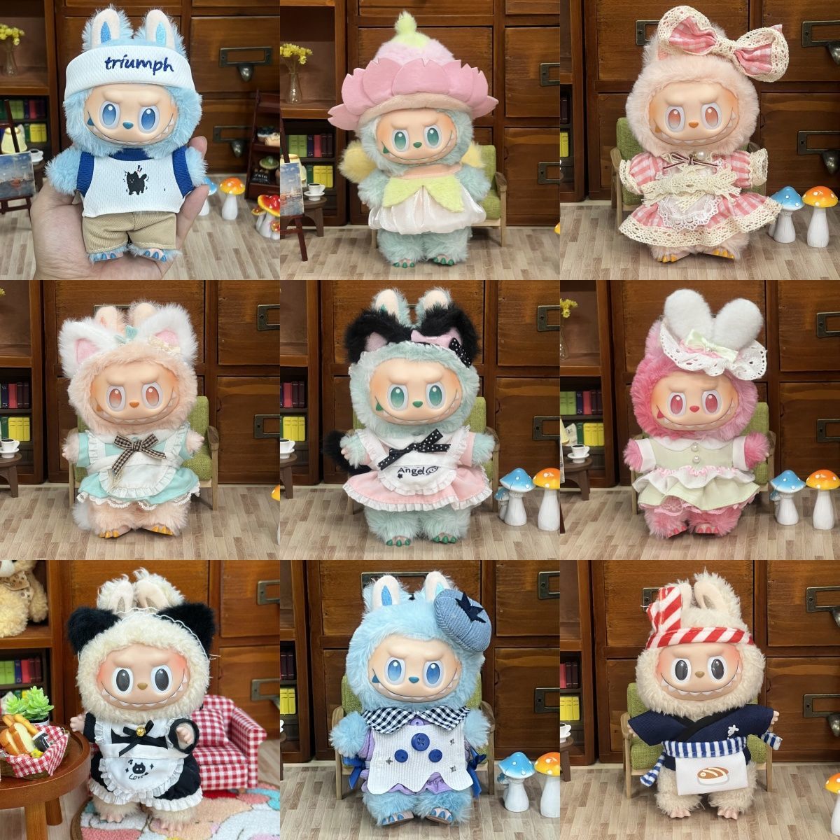 拉布布公仔换装着替衣服labubu一二三代娃衣服裙子背带裤套装超萌