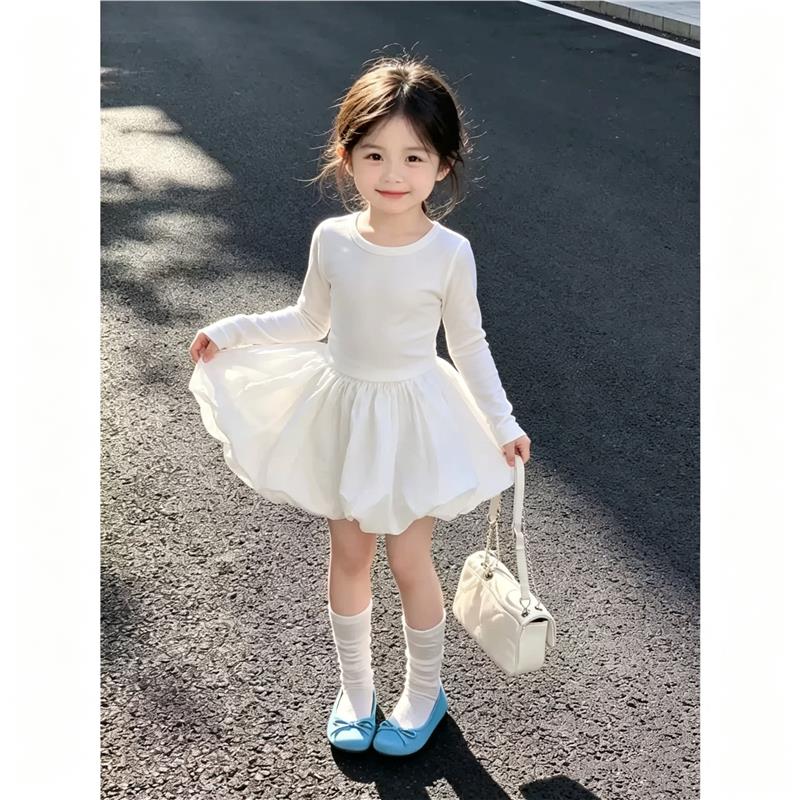 秋季女童长袖洋气花苞公主裙