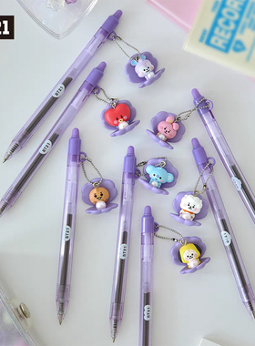 BT21防弹少年团BABY PEARL中性笔学生签字笔文具公仔按动笔黑色