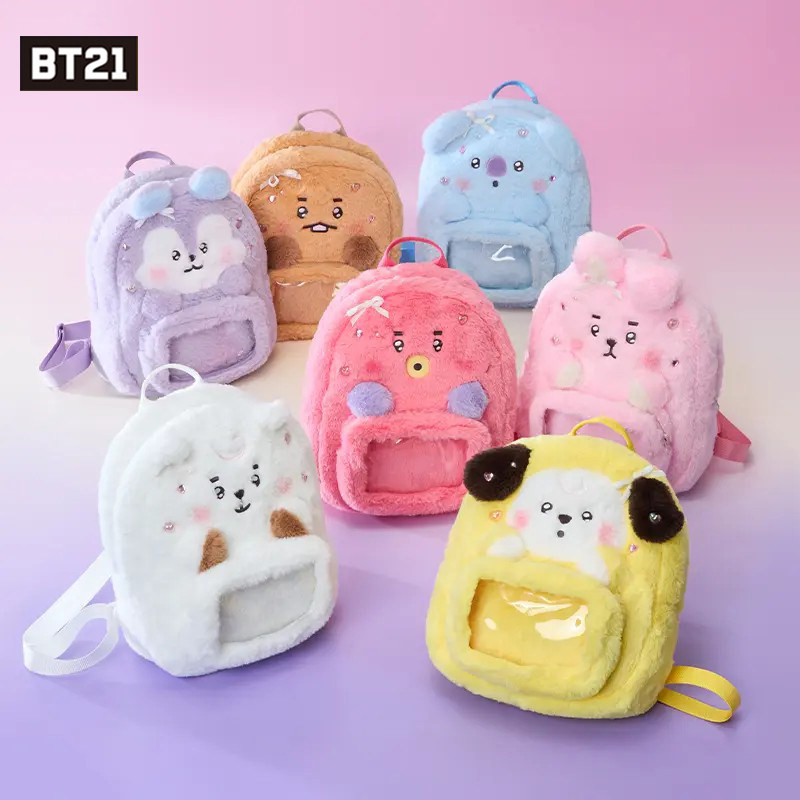 BT21防弹少年团minini RIBBONED U毛绒痛包双肩通勤收纳旅行背包