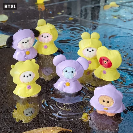 BT21防弹少年团minini雨天系列玩偶毛绒挂件可爱钥匙扣包包挂饰