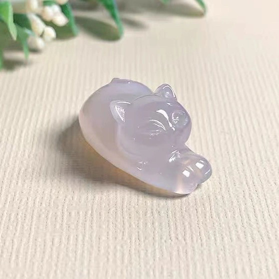 天然高冰玉髓爬爬猫玉石挂件个性招财猫男女款吊坠配饰手链挂件