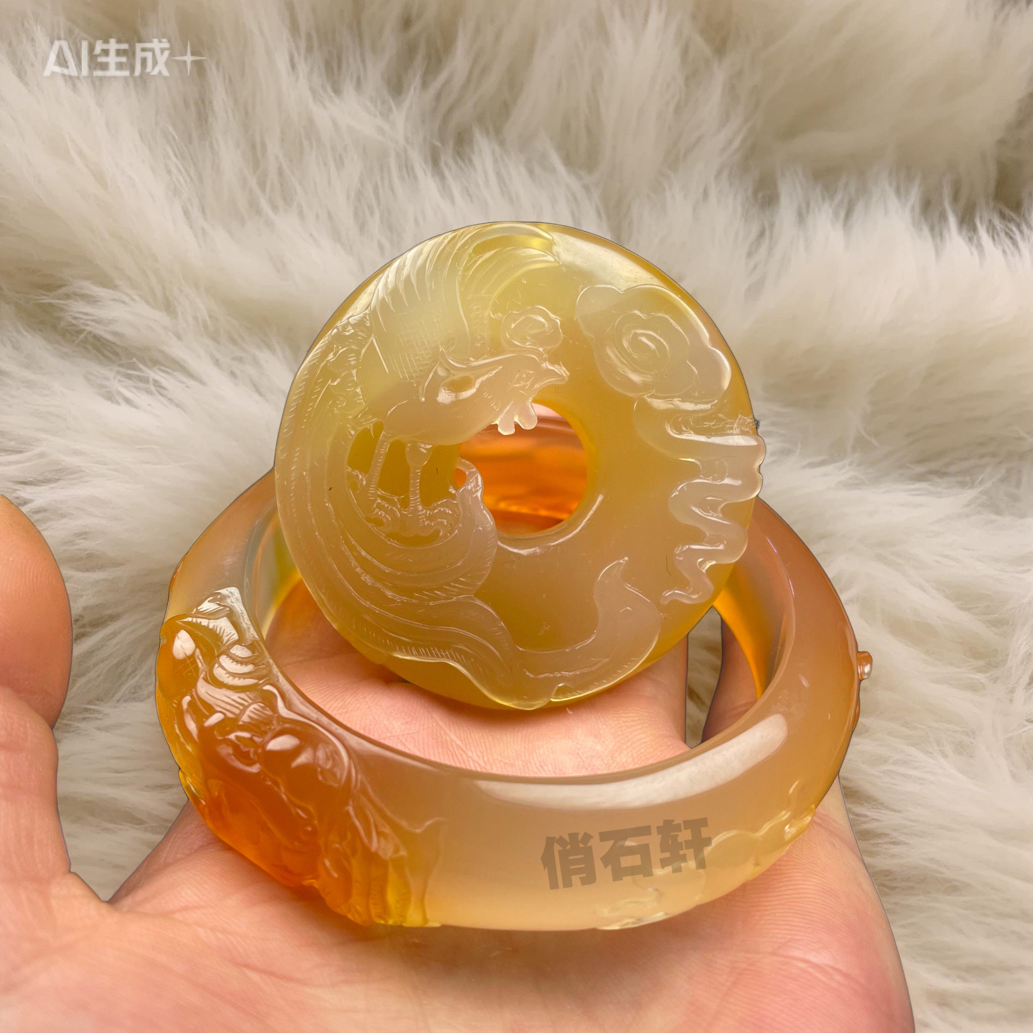 天然冰种玉髓玛瑙手镯龙凤精工雕刻生肖动物金鱼手环女生饰品定制