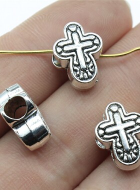 10个/包 14x11x7mm 多色DIY饰品配件 十字架大孔珠珠子