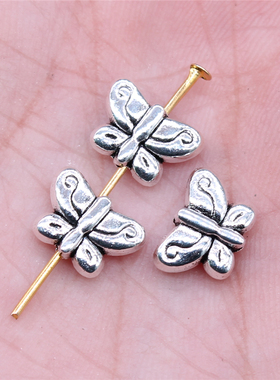 20个/包 11x8mm 多色 锌合金材质 蝴蝶小孔珠 ABD-C15132