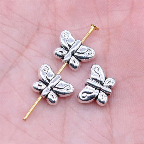 20个/包 11x8mm 多色 锌合金材质 蝴蝶小孔珠 ABD-C15132