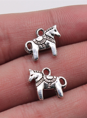 20个/包 12x14mm 古银色锌合金 DIY饰品配件 马吊坠 ABD-C13227