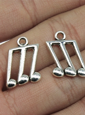 10个/包 13x19mm 古银色锌合金 DIY饰品配件 音符吊坠 ABD-C13189