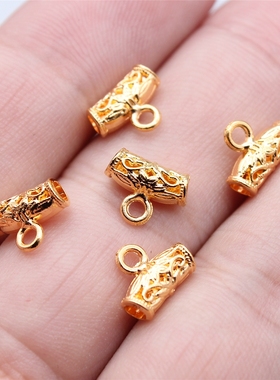 40个/包 8x10mm 多色 DIY饰品配件 花纹镂空三通挂头 ABD-C15683