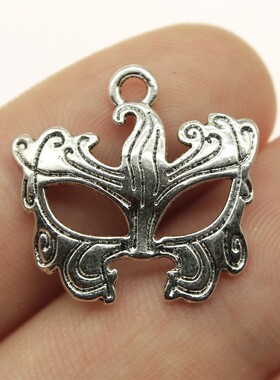 10个/包 21x22mm 古银色锌合金 DIY饰品配件 面具吊坠 ABD-C12343