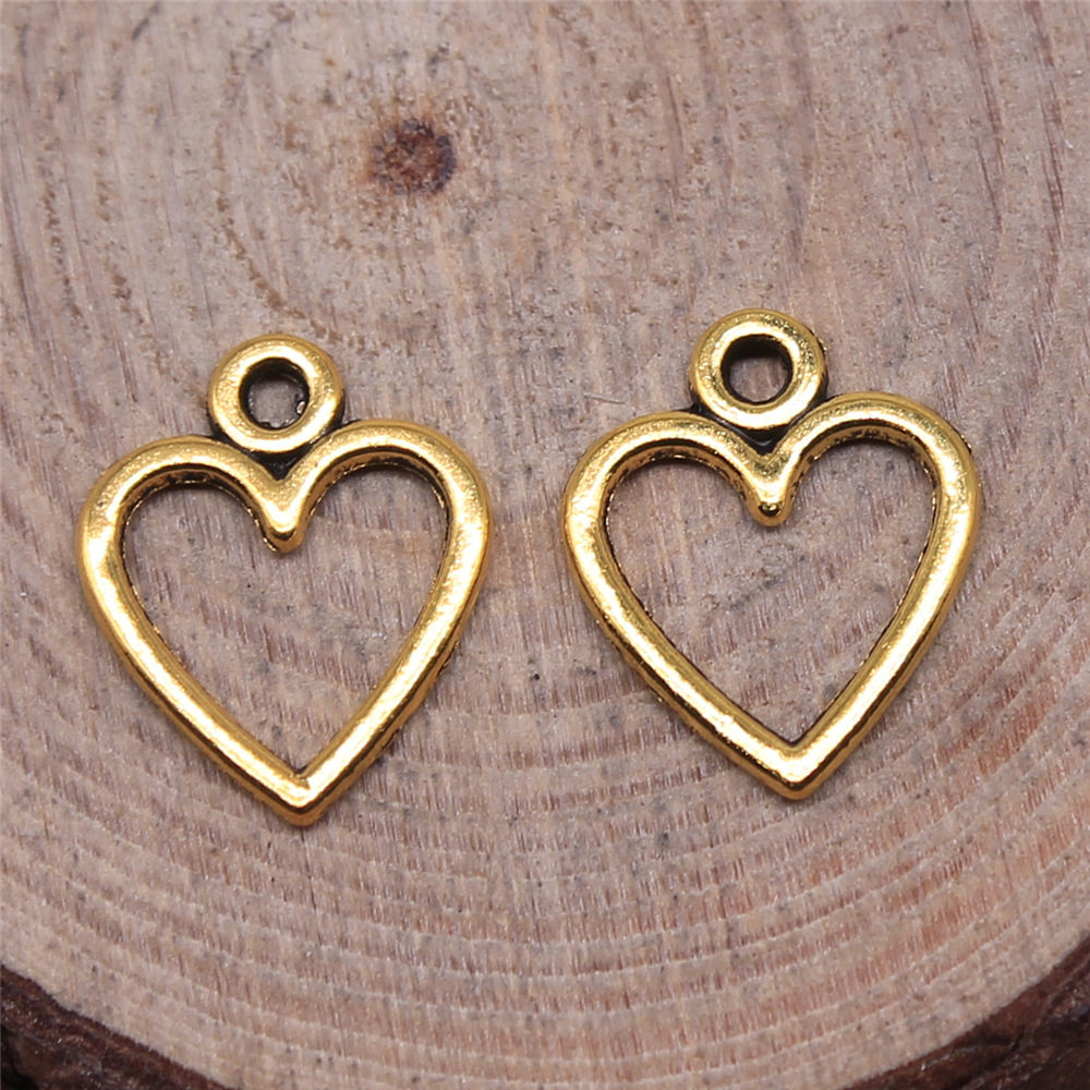 40个/包 14x12mm 多色锌合金材质diy饰品配件镂空爱心吊坠