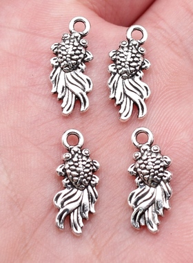 40个/包 17x7mm 多色 锌合金材质 中国风金鱼吊坠 ABD-C16568