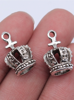 10个/包 18x11mm 古银色锌合金材质 皇冠吊坠 ABD-C14600