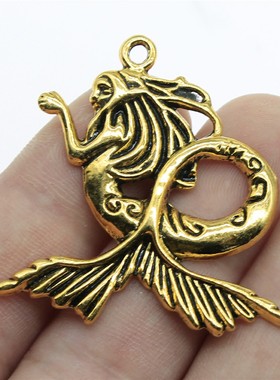 5个/包 40x41mm 多色锌合金材质 美人鱼吊坠 ABD-C10486