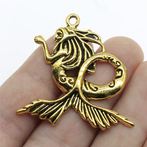 5个/包 40x41mm 多色锌合金材质 美人鱼吊坠 ABD-C10486