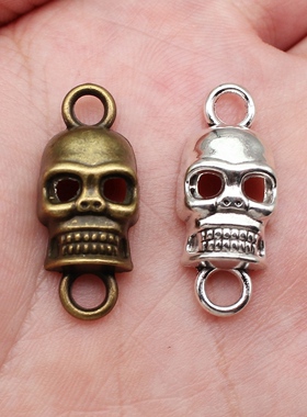 10个/包 26x11mm 多色锌合金材质 骷髅连接件吊坠 ABD-C15223