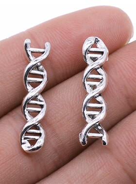 10个/包 7x28mm 古银色 DIY饰品配件 双螺旋DNA吊坠 ABD-C13283