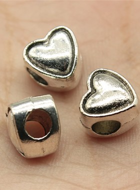 10个/包 8x8x7mm 多色 DIY饰品配件 心形大孔珠珠子 ABD-C12922