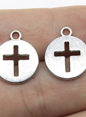 10个/包 15mm 古银色锌合金 DIY饰品配件 十字架吊坠 ABD-C11835