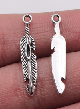 10个/包 5x28mm 多色锌合金 DIY饰品配件 羽毛吊坠 ABD-C13697