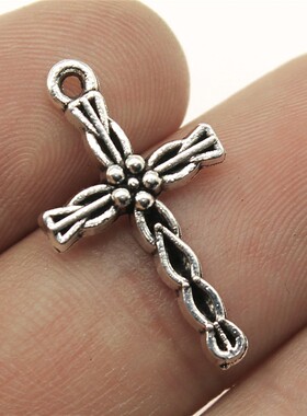 10个/包 24x13mm 古银色 DIY饰品配件 十字架吊坠 ABD-C12765