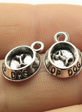 20个/包 15x10mm 古银色锌合金 DIY饰品配件 狗盘吊坠 ABD-C10578