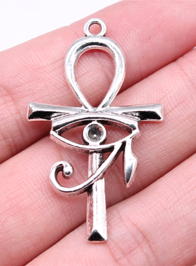 5个/包 44x26mm 古银色 荷鲁斯之眼安赫十字架吊坠 ABD-C15300