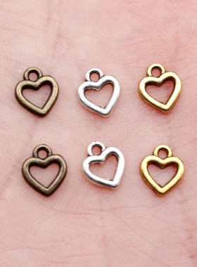 40个/包 8x7mm 多色DIY饰品配件镂空爱心吊坠 ABD-C14926