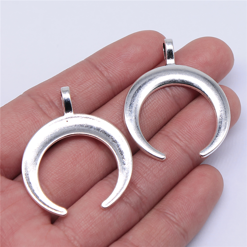 5个/包 40x33mm 多色复古DIY饰品配件 新月 牛角吊坠 ABD-C11977