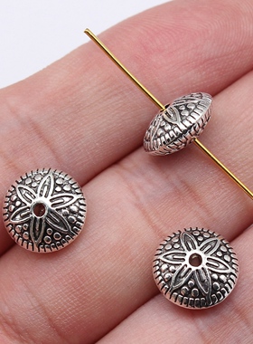 10个/包 12x12mm 古银色锌合金 雕花小孔珠隔位珠 ABD-C16238
