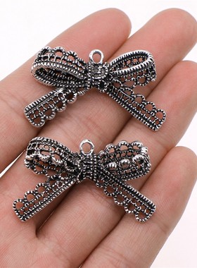 5个/包 40x25mm 古银色 DIY饰品配件 蝴蝶结吊坠 ABD-C13349