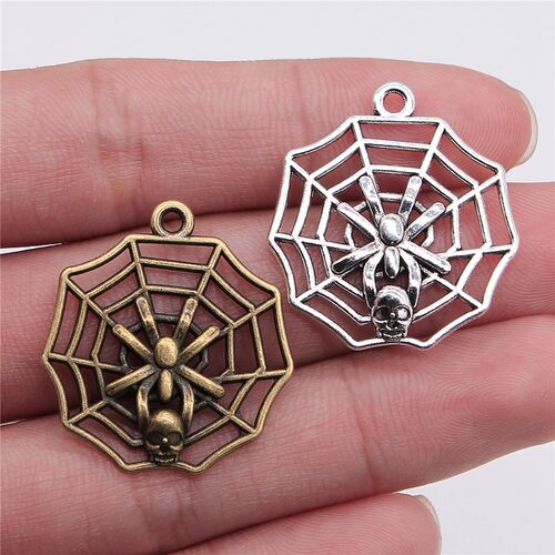 10个/包 29x26mm 多色骷髅 蜘蛛 蜘蛛网吊坠 ABD-C11132