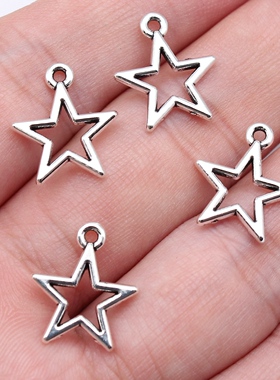 40个/包 14x16mm 古银色锌合金材质 星星五角星吊坠 ABD-C16427