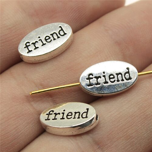 10个/包 13x8x3mm 古银色 椭圆形双面friend小孔珠珠子