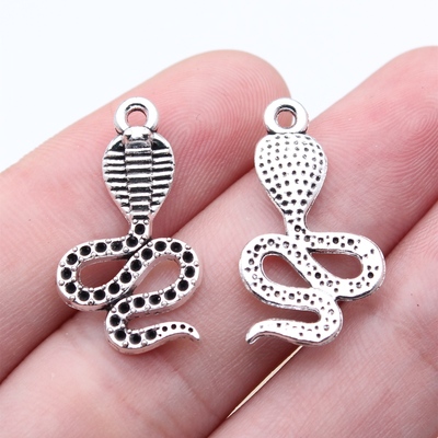 10个/包25x14mm古银色DIY饰品配件可点水钻眼镜蛇吊坠