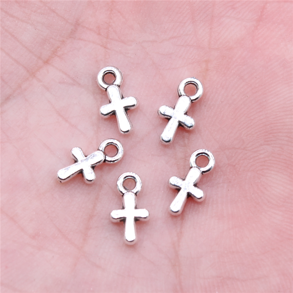 40个/包 10x6mm 古银色锌合金材质 十字架吊坠 ABD-C15133