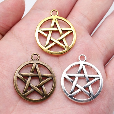 5个/包 25mm 多色锌合金材质 DIY饰品配件五角星吊坠 ABD-C11862
