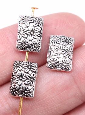 20个/包 12x9mm 古银色锌合金材质 花朵小孔珠 ABD-C14878