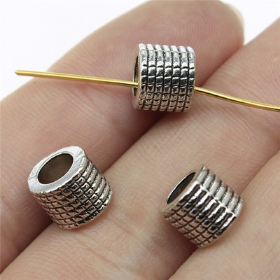 10个/包 7x8x8mm 多色DIY饰品配件刻纹路大孔珠隔位珠 ABD-C12969
