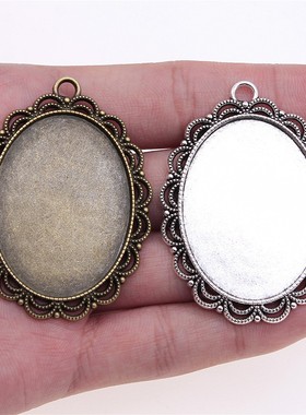 2个/包 内入30x40mm 多色椭圆形时光宝石 底座底托配件F-C10005