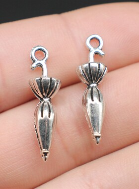 10个/包 26x7mm 古银色锌合金 DIY饰品配件 雨伞吊坠 ABD-C13352