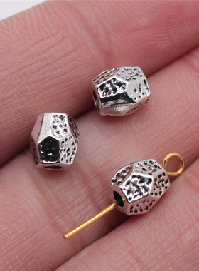 10个/包 7x7mm 古银色 DIY饰品配件 不规则小孔珠珠子 ABD-C13567