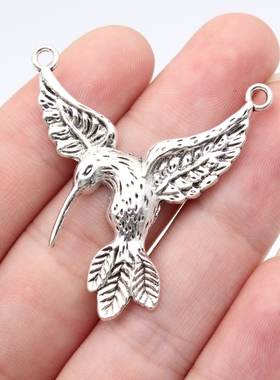 5个/包42x38mm古银色DIY饰品配件蜂鸟吊坠