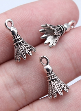 20个/包 9x16mm 古银色锌合金材质 3D立体羽毛球吊坠 ABD-C15981