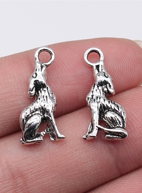 10个/包 21x7mm 古银色锌合金材质 嚎叫的狼吊坠 ABD-C14136