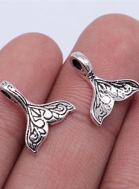 20个/包 14x13mm 古银色锌合金材质 鲸鱼尾吊坠 ABD-C14586