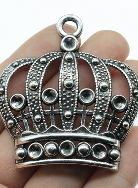2个/包 58x53mm 古银色锌合金 中世纪复古 大皇冠吊坠 ABD-C13074