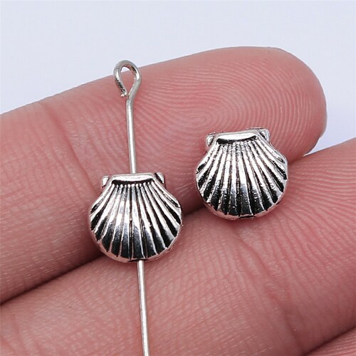 20个/包 9x8mm 古银色锌合金材质 贝壳小孔珠 ABD-C14399