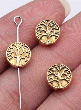 20个/包 9x9x3mm 多色DIY饰品配件圆树珠子 ABD-C13252